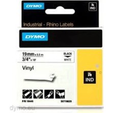 Dymo 18445 Rhinopro Renkli Vinil Şerit (19Mmx5,5Mt) Beyaz-Siyah
