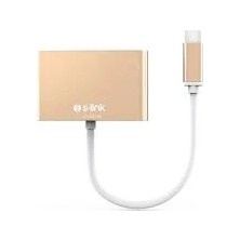 S-link SL-USB-C68 Type-C to HDMI+usb3.0+pd Kablo Dayanıklı Tasarım ve Yüksek Hız Destekli