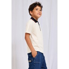 Cigit Polo Yaka T-Shirt 2-10 Yaş Ekru