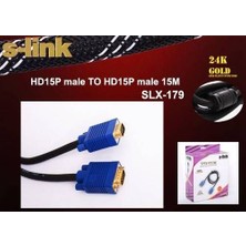 S-Link Slx-179 S-Lınk 15 Metre Monitör Pc Arası Vga Data Kablo M/M