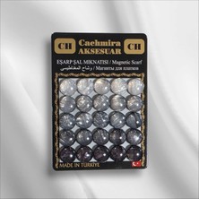 Cachmira 25'li 12 mm Simli Sedef Grili Eşarp Şal Mıknatısı Tesettür Aksesuarı