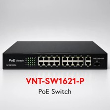 Venot VNT-SW1621-P 16 Port Full Gıga Poe 2 Port Uplink Gıga 1 Sfp Port Swıtch 250W