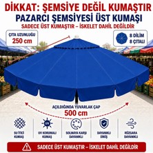 Şemsiyecim 8 Çıtalı Pazarcı Şemsiyesi Üst Kumaşı 500 cm Çap 250 cm Çıta Uyumlu