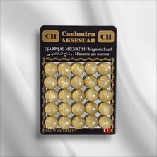 Cachmira 25'li 12 mm Simli Sedef Krem Eşarp Şal Mıknatısı Tesettür Aksesuarı