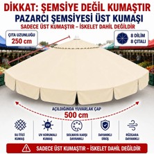 Şemsiyecim 8 Çıtalı Pazarcı Şemsiyesi Üst Kumaşı 500 cm Çap 250 cm Çıta Uyumlu