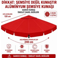 Şemsiyecim Alüminyum Şemsiye Kumaşı 240 cm Çap 120 cm Çıta Uyumlu 8 Çıtalı