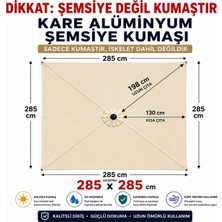 Şemsiyecim Kare Alüminyum Şemsiye Kumaşı 285X285 cm Sadece Kumaş