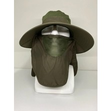Zanat Fishing Haki Yeşil Yüz ve Ense Korumalı Fötr Şapka %100 Polyester Malzeme ile Güneşten Koruma Sağlar