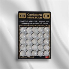 Cachmira 25'li 12 mm Simli Sedef Beyaz Eşarp Şal Mıknatısı Tesettür Aksesuarı