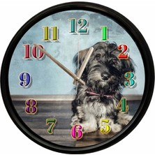 Caseras Sevimli Yavru Köpek Tasarımlı Dekoratif Duvar Saati 28 cm Sessiz Mekanizma
