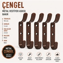 Badem10 (5 Adet) Çengel Metal Portmanto Vestiyer Duvar Dolap Elbise Askısı Bakır Mobilya Askılığı Aparatı