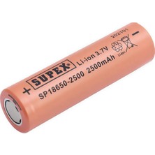 Supex SP18650-2500 3.7V 2500MAH Li-Ion Düz Kafa Pil