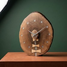 Morgen Craft Tomur Ahşap Duvar Saati - %100 El Yapımı - Ceviz Ağacı - 31X39X3.5