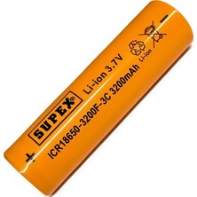 Supex ICR18650-3200F-3C 3.7V 3200MAH Li-Ion Düz Kafa (Başsız) Pil