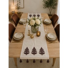 Livera Home %100 Pamuk Bohem Buldan Işi Nakışlı Lüks Masa Runner (40X130CM)