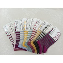 Pera Socks Kadın Çizgili Patik Çorap 10 Adet Terletmeyen Nefes Alan Cm4