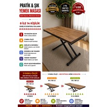 Yan Baştan Açılır Akıllı Yemek Masası Mdf Tabla Alt Mekanizma Metal Siyah Renk