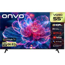 Onvo 55VQ90F3UA 55'' 140 Ekran Uydu Alıcılı 4K Ultra Hd Google Smart QLED Tv