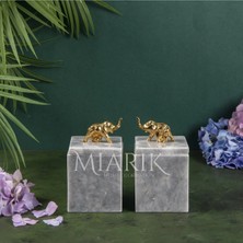 Miarik Design Dekoratif Grı Mermer Aksesuar Detaylı Kare Baharatlık, Kutu