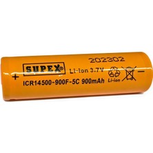 Supex ICR14500-900F-5C 3.7V 900MAH Li-Ion Düz Kafa (Başsız) Pil
