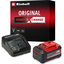 Belirtilmemiş Orijinal Einhell 5.2 Ah Akü ve Şarj Cihazı Power X-Change Başlangıç Kiti (Li-Ion, 18 V, 100 Dakika