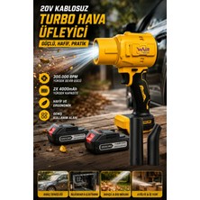 Wair Teknoloji 20V Kablosuz Turbo Hava Üfleyici Çift Bataryalı 2X4000 Mah Yüksek Devirli Toz Yaprak Araç Kurutma Makinesi
