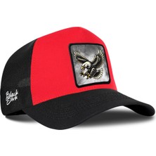 BlackBörk Kartal Logolu Siyah-Kırmızı Trucker Şapka