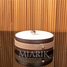 Miarik Design Deri Detayli  Dekoratif Mermer Pirinç Kulplu Dekoratif Kutu