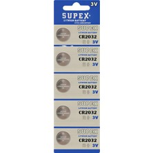 Supex CR2032 3V Lityum Düğme Pil 5'li Kart