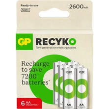 Gp Recyko 2700 Serisi Nimh Aa Kalem Boy 6'lı Şarjlı Pil