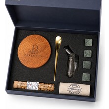 Perlotus Premium Kutulu Ahşap Viski Tütsüleme Seti Tüm Bardaklara Uygun Aparat, Talaş, Pürmüz, Viski Taşı
