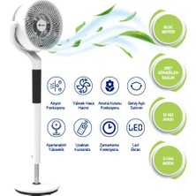 Aura Vento 360° Uzaktan Kumandalı Ayaklı Vantilatör 30 W Güç ile Yüksek Performans Sunar