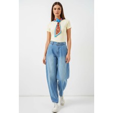 Klins Kids Kadın Yüksek Bel Baggy Pamuklu Açık Mavi Kot Pantolon