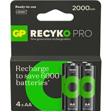 Gp Recyko Pro Serisi Nimh Aa Kalem Boy 4'lü Şarjlı Pil
