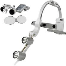 Barishan Barışhan Medikal Dr. Kim Dental 5W Gri Renkli Işıklı Kafa Lambalı 2.5x Büyüteç Binocular Loupe 5W Işıklı Cerrahi ve Dental LED Aydınlatmalı Büyüteç