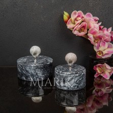 Miarik Design Koyu Gri Bursa Siyahi Mermer Pirinç Kulplu 2 Li Dekoratif Kutu