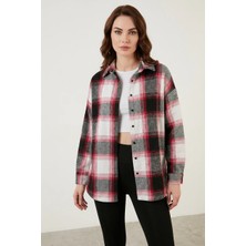 Klins Kids Kadın Oversize Ekose Desenli Pamuklu Kiremit Gömlek