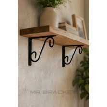 Mr.Bracket 11X15CM- 2 Ad. Siyah Ferforje Ayağı Raf Altı Tutucu Ayak - Metal L Demir Duvar Montaj Destek Aparatı