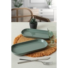 Empressco Yeşil Noyan Kayık Tabak 26 cm 2'li Set, Şık ve Kullanışlı Mutfak Aksesuarı