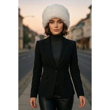 Klins Kids Kadın Klasik Yaka Peluş Pamuklu Ekru Şapka