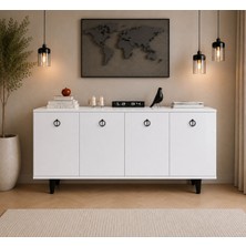 Tessa Mobilya Vento Konsol 160CM 4 Kapaklı Geniş Depolama Alanlı Modern Salon ve Yemek Odası Konsolu