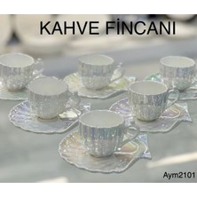 Empressco 6 Kişilik Sedefli Porselen Inci Fincan Seti, Şıklık ve Zarafet Sunar