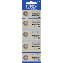 Supex CR1620 3V Lityum Düğme Pil 5'li Kart