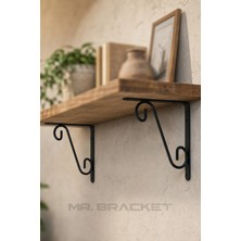 Mr.Bracket 15X15CM- 2 Ad. Siyah Ferforje Ayağı Raf Altı Tutucu Ayak - Metal L Demir Duvar Montaj Destek Aparatı