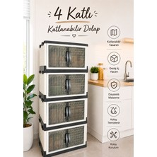 Nyl Home 4 Katlı Katlanabilir Modüler Dolap – Ofis Kiler Banyo Mutfak Düzenleyici Istiflenebilir Çok Amaçlı Dolap 45 L