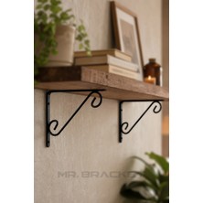 Mr.Bracket 15X20CM- 2 Ad. Siyah Ferforje Ayağı Raf Altı Tutucu Ayak - Metal L Demir Duvar Montaj Destek Aparatı