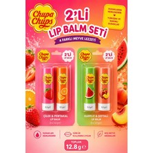 Chupa Chups 4'lü Lip Balm Dudak Bakım Seti 3.2 gr x 4 Adet - Çilek, Portakal, Karpuz ve Şeftali Aromalı
