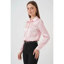 Klins Kids Kadın Dökümlü Saten Pembe Gömlek