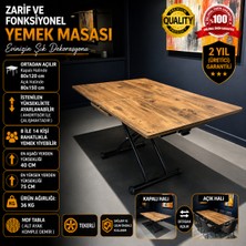 Ortadan Açılır  Akıllı Masa Mdf Tabla Siyah Ayaklı