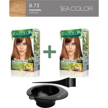 Maxx Deluxe 2'li Natural Beauty Amonyaksız Saç Boyası 8.73 Altın Karamel, Boya Tası, Fırça Hediye!
